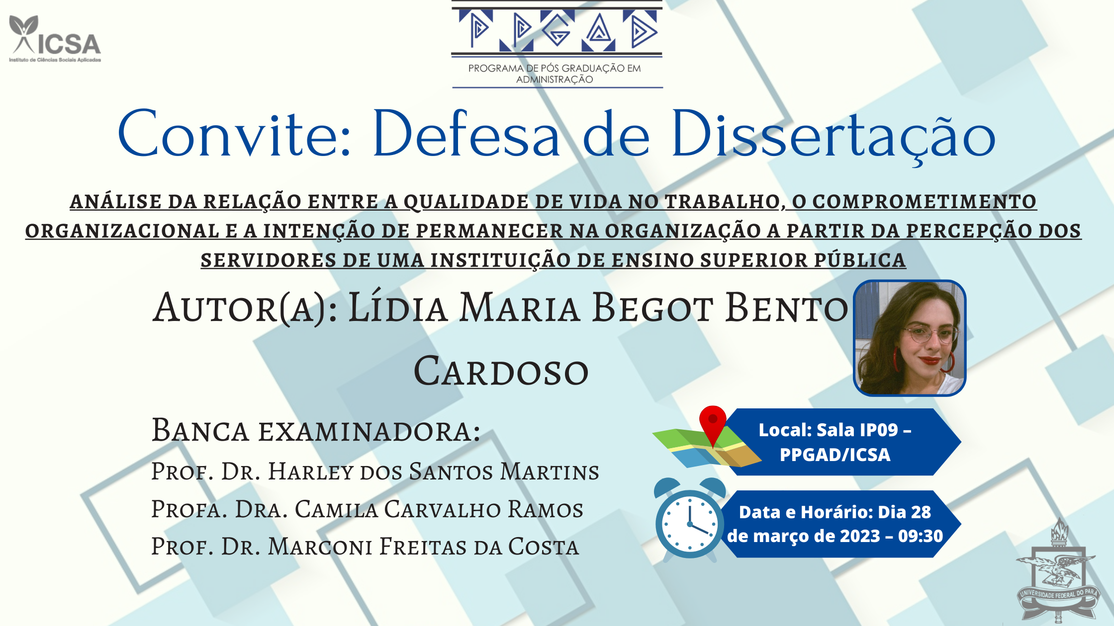 Convite para Defesa de Dissertação (Lídia Cardoso)